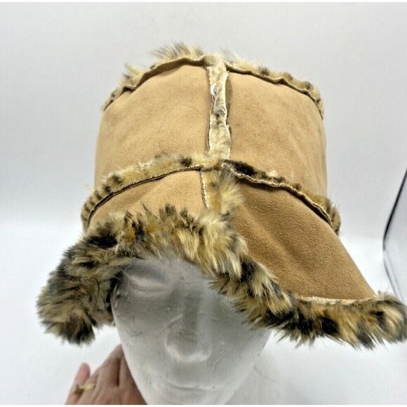 VTG Fair Weather Fairweather Animal Print Faux Fur Hat Size M 57 CM Mob Wife - Picture 7 of 14